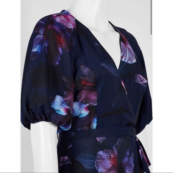 Adrianna Papell • Floral Print V Neck A-Line Dress - Picture 3 of 12